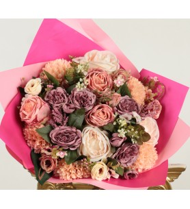 yapay pembe gül buket büyük boy